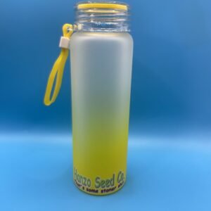 17oz Frosted Water Bottle | Frosted Ombre Gradient Glass Tumbler | Glass Water Bottle (hanzo seed co. "That's some stoner shit") logo
