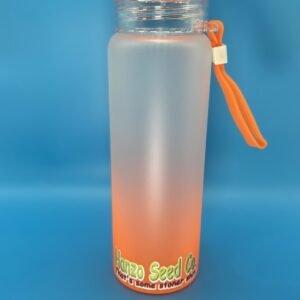17oz Frosted Water Bottle | Frosted Ombre Gradient Glass Tumbler | Glass Water Bottle (hanzo seed co. "That's some stoner shit") logo