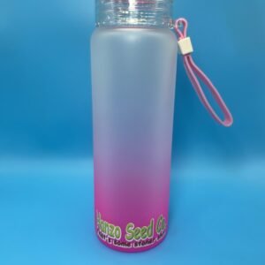 17oz Frosted Water Bottle | Frosted Ombre Gradient Glass Tumbler | Glass Water Bottle (hanzo seed co. "That's some stoner shit") logo