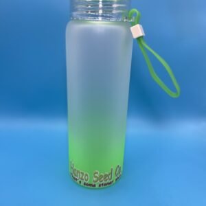 17oz Frosted Water Bottle | Frosted Ombre Gradient Glass Tumbler | Glass Water Bottle (hanzo seed co. "That's some stoner shit") logo